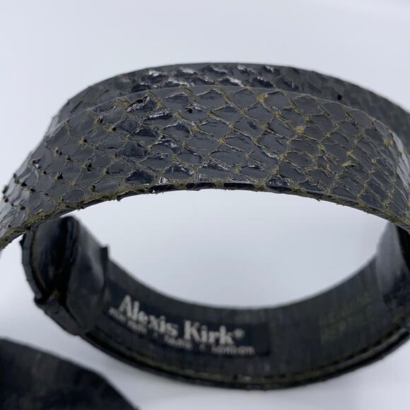 Alexis Kirk Vintage Women Black Crystal Buckle Genuine Reptile Adjustable Belt main image 4